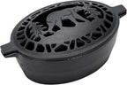 Wood Stove Steamer 2.5 Quart, Wood Stove Humidifier with Decorative Bear Pattern, Cast Iron Steamer for Wood Stove Rust Resistant Matte Black