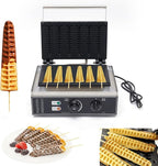 1550W Commercial Waffle Stick Maker, 6 Waffles on a Stick Non-Stick Stainless Steel Belgian Waffle Iron w/Time & Temper Adjustable| Whisk|Food Clip, Large Waffle Machine for Restaurant Party