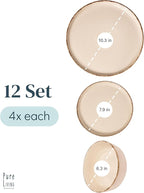 Stoneware dinnerware set 4 persons Rustic 12 pcs - Rustic design dinnerware set, dishwasher safe - Bowl and plate set - Pure Living dinnerware in beige…