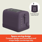 bella 2 Slice Toaster, 6 Setting Shade Control w Reheat, Cancel, Bagel & Defrost Buttons, Removable Crumb Tray, Anti Jam & Auto Shutoff, Auto Centering Guides & Cord Wrap, 900 Watt, Plum