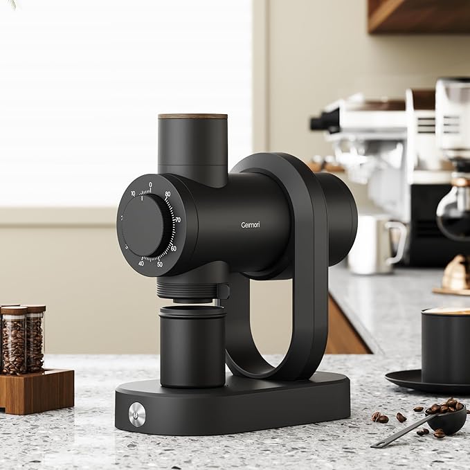 Burr Coffee Grinder,Wirsh Electric Single Dose Espresso Grinder Geimori GU64 with 64mm Flat Burr,Anti-Static Design,Stepless Adjustment from Fine to Coarse for Drip,Pour Over,French Press,Cold Brew