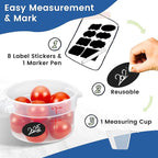 4 Pack 2QT Round Food Storage Containers with Lids, BPA-Free Polypropylene NSF Commercial Food Container, with Labels & Measuring Cup