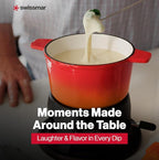 Swissmar Sierra Cast Iron Fondue Set, 1.6 Quart / 1.6 Liter – Perfect for Meat, Cheese, & Chocolate Fondues – Ideal for Family Bonding & Hosting Gifts - 12-Pieces, Gradient Orange