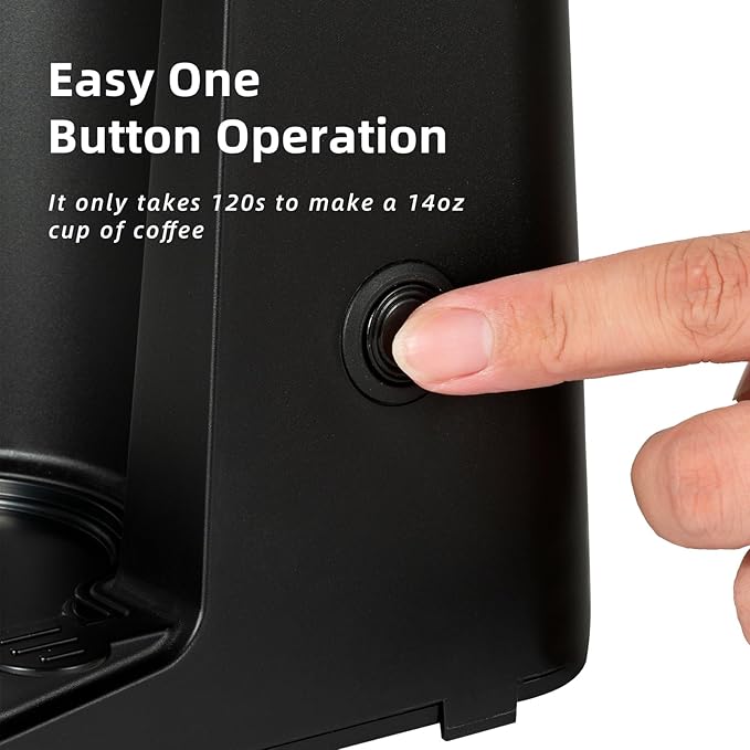 Single Serve K Cup Coffee Maker 2 in 1Machine,6 to 14 0z Brew Sizes,Auto Shut Off& Reusable Filter,Use Coffee Capsule&GroundCoffee&Loose Leaf Tea,Iced Coffee,Black