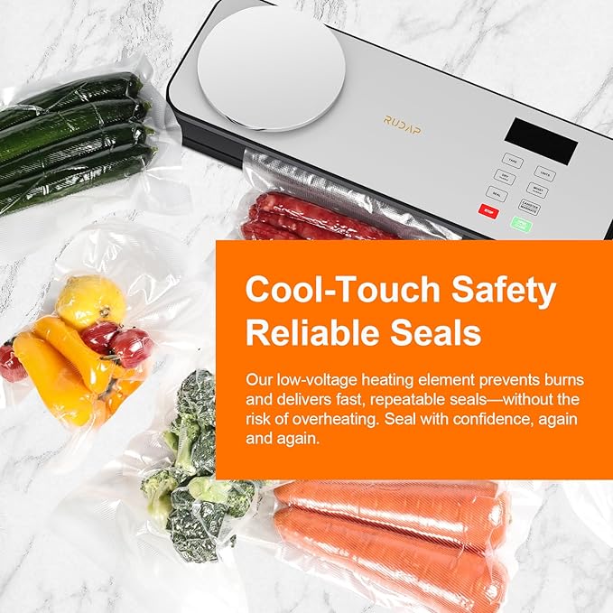 Vacuum Sealer for Food, 90kPA Powerful Food Saver Vacuum Sealer Machine with Digital Kitchen Scale, 12-in-1 Food Vacuum Sealer with Dry & Moist Food Modes, 10 pcs & 1 Roll Vacuum Bags, Starter Kits