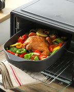 Casserole Dishes for Oven, Stoneware Baking Dishes Set of 3, Ceramic Baking Pan, Deep Rectangular Lasagna Pan, Farmhouse Bakeware Sets for Christmas Gift, (14.9"/12"/8.8"), Matte Black