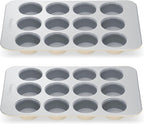 Caraway Non-Stick Ceramic 12-Cup Muffin Pan Duo - Naturally Slick Ceramic Coating - Non-Toxic, PTFE & PFOA Free - Perfect for Cupcakes, Muffins, and More - Cream