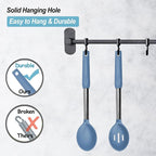 Pack of 2 Large Silicone Cooking Spoons,Non Stick Solid Basting Spoon,Heat-Resistant Kitchen Utensils for Mixing,Serving,Draining,Stirring (Starry Blue)