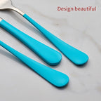 20-Piece Blue Silverware Set 18/0 Stainless Steel Flatware Blue Handle Cutlery Set Service for 4 Dinner Knives Forks Spoons Set Mirror Finish Dishwasher Safe