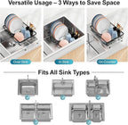 iSPECLE Over Sink Dish Drying Rack - Expandable Capacity Dish Rack for Kitchen Counter, Fits Any Sink Type, 12"~16.9" L x 11.8" W, Black