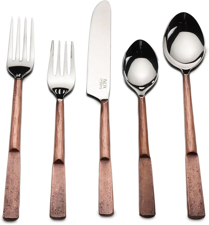INOX Artisans Celia Copper Antique 20 Piece Flatware Set