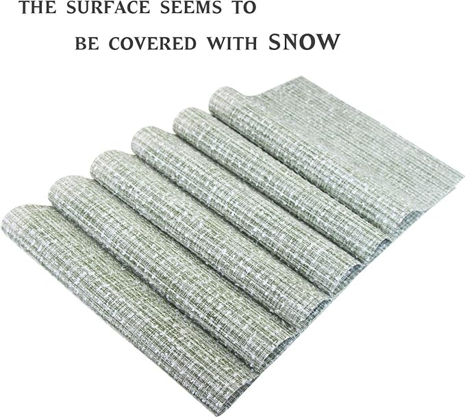 PIGCHCY Elegant Placemats Set of 6 Blended Woven Heat Resistant Durable Placemats Washable Easy to Clean Table Mats for Dining Room and Decorate (Colorful Green)