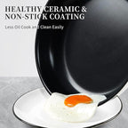 Stainless Steel Frying Pan Set, Titanium Ceramic 10” and 12” Non Stick Frying Pan Skillet Set with Lids, No Toxic Nonstick Egg Omelet Cooking Pan Set, Induction Compatible, PFAS&PTFE Free