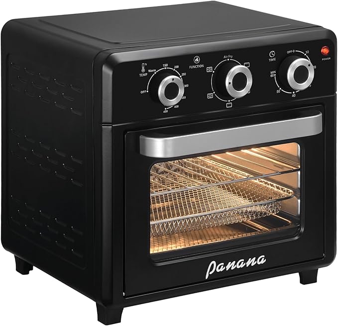 Panana Air Fryer + Convection Toaster Oven, 6-in-1 Air Fryer Toaster Oven Combo 1400W, 21QT Airfryer Convection Oven Countertop, Bake, Roast, Reheat, Broil, Dehydrate, (Black)