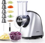Ganiza 5-in-1 Electric Cheese Grater for Kitchen, Max 250W Cheese Shredder, 5 Changeable Blades Salad Shooter, Slicer Electric for Cheese/Veggies/Salad with an Extra Zester grater