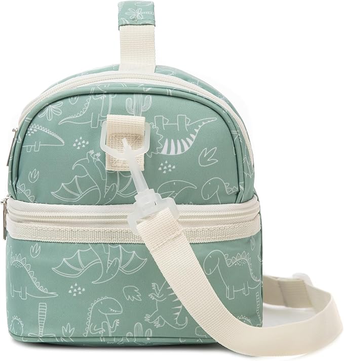 Insulated Kids Dual Compartment Lunch Bags Tote for Girls Boys Toddler Lunch Boxes Pre-School Toddler Kindergarten Picnic Camp Food Cooler Thermal with Strap