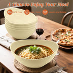 Homienly Salad Bowls Set of 6, 60 OZ Large Wheat Straw Bowls for Kitchen, Camping, Party, Unbreakable Lightweight Popcorn Bowl, Microwave and Dishwasher Safe Bowl Set with Unique Texture - Beige