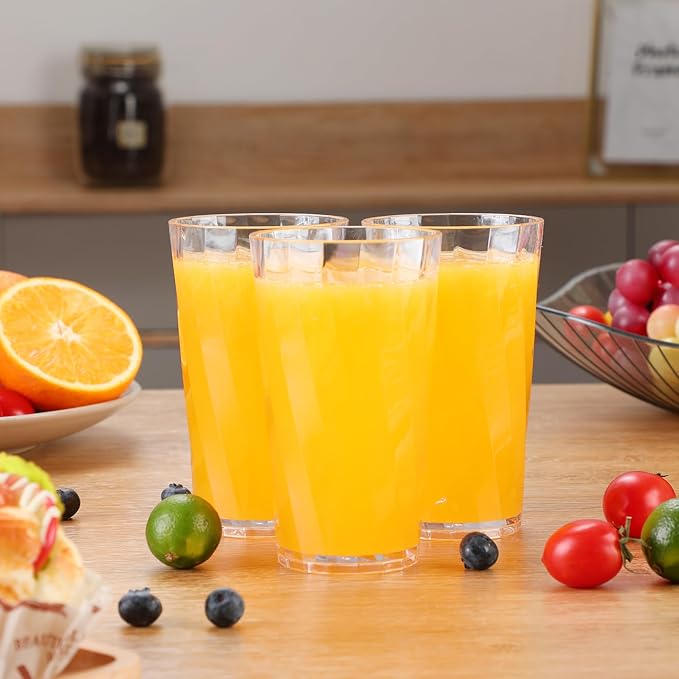 unbreakable Plastic Drinking Glasses，set of 8, shatterproof drinking cups, plastic glass cups, 10 ozplastic Tumbler Cups, Dishwasher Safe (transparent)