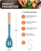 Silicone Pasta Fork, Kitchen Heat Resistant Noodle Spoon Server, BPA Free Spaghetti Strainer,12.8 inch (BLUE)