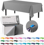 Exquisite Party Solids 54 Inch X 100 Feet Silver Plastic Table Cover Roll in A Cut - to - Size Box with Convenient Slide Cutter. Cuts Up to 12 Rectangle 8 Feet Plastic Disposable Tablecloths
