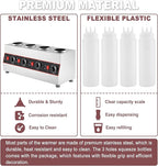 Sauce Warmer Dispenser Sauce Bottle Warmer Nacho Cheese Warmer Dispenser with 650ml Bottles, Bottle Warmer for Cheese Hot Fudge Caramel, 86-185℉110V