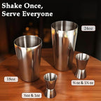 Cocktail Shaker Set Bartender Kit, 24-Piece Boston Stainless Steel Bar Tool Set with Acrylic Stand Bars Set with All Practical Bar Accessories, for Drink Mixing, Bar, Home, Party, Silver