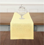 Solino Home Linen Yellow Table Runner 120 Inches Long - 100% Pure Linen 14 x 120 Inch Table Runner for Summer - Fete