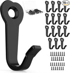 15 Utility Hooks Wall Mounted with 30 Screws - Black Heavy Duty Hooks for Coat, Robe, Bag, Key | Garage Entryway Hanging Organizer, Closet & Bathroom Hardware