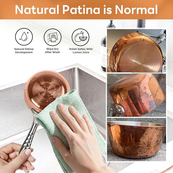 Macevia Mini Sauce Pan,Copper Stainless Steel Butter Warmer Small Pot with Handle, Multipurpose Use for Home Kitchen or Restaurant (5oz/150ml)