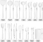HaWare Kitchen Utensils, 14 PCS Silicone Cooking Utensils Set, Heat Resistant Kitchen Utensils for Non-stick Cookware, Kitchen Gadgets Tools with Spoons, Spatulas, Whisk, Dishwasher Safe (White)