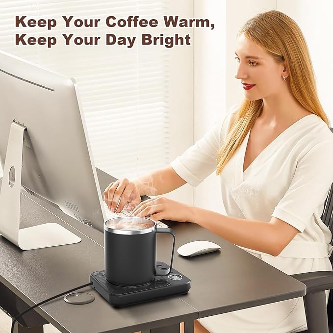 Coffee Mug Warmer for Desk, Electric 36W Coffee Cup Warmer with Auto Shut Off/Timer for Office Home, Smart Coffee Cup Mug Heater for Warming and Heating Beverage,Candle,Tea,Coffee Gifts,Black