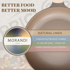 PRICUSIS Nonstick Frying Pan with Lid, Healthy Skillet, Egg Pan Nonstick Omelet Pan Chef's Pan, PFOA & PTFE Free, Induction Compatible (8Inch W/L Natural Linen)