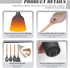 HaWare Kitchen Cooking Utensils Set, 23-Piece Silicone Kitchen Utensils Spatula Set with Holder, Heat Resistant Wooden Handle Kitchen Gadget for Nonstick Cookware, Food-grade Turner Spoon Sets (Grey)