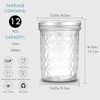 16 oz Wide Mouth Mason Jars, 12 Pack Canning Jars with Airtight Lids, Large Glass Jars for Overnight Oats, Fermenting, Pickling, Jam, Homemade Candles & Home Decor Storage