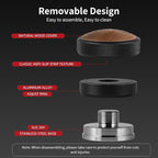 MHW-3BOMBER Espresso Coffee Distributor 53.35mm, Espresso Distribution Tool with Wooden Lid, Adjustable Height Coffee Leveler with Non-slip for 54mm Portafilters, Espresso Accessories T6091L4