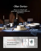 famiware Star 7.5" Pasta Bowls Set, Salad Bowl Set of 6, Double Reactive Glaze, Stackable, Perfect for Your Friend for Housewarming, Thanksgiving, Christmas, Nebulas Blue