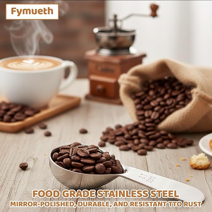 2 Tablespoon Scoop, Stainless Steel Tablespoon Measuring Spoon, 2 Tbsp Scoop for Coffee, Baking, Cooking, 30ml Capacity, 4.69 x 1.97 Inches (Set of 2)