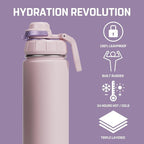 Vesmoon Vessence 24 Oz Stainless Steel Tea Infuser Bottle for Loose Leaf Tea, Water, Herbs, Fruits - Triple Layered Insulated, Leak Proof Bottle with Lid and Clip Handle - 24 Hours Hot/Cold