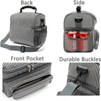 FlowFly Double Layer Cooler Insulated Lunch Bag Adult Lunch Box Large Tote Bag for Men, Women, With Adjustable Strap,Front Pocket and Dual Large Mesh Side Pockets