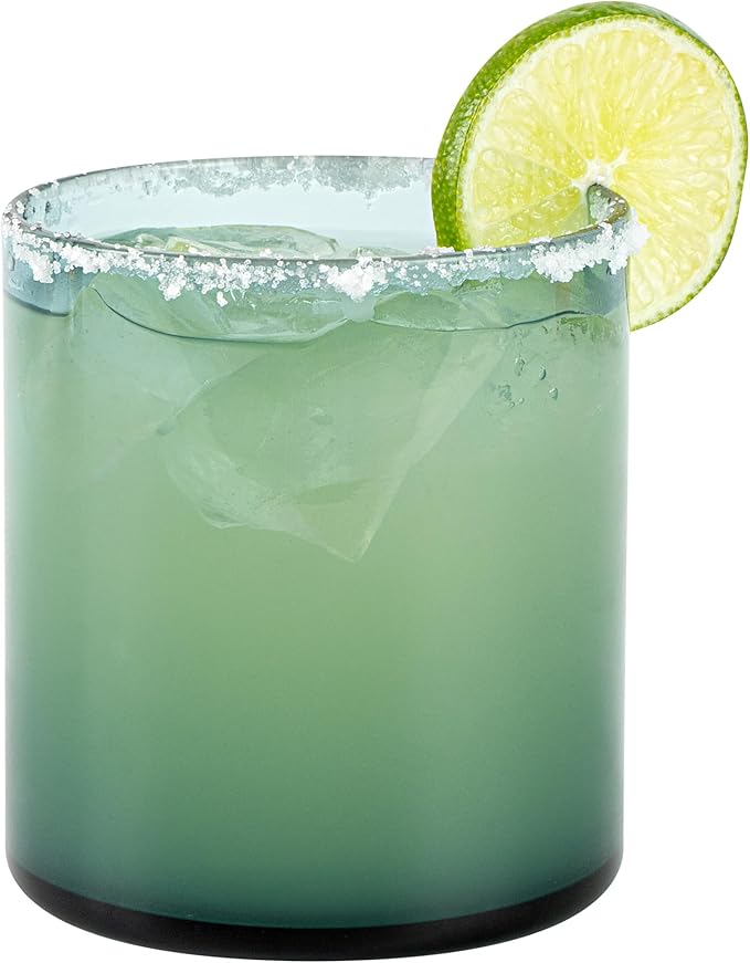 Restaurantware-Vetri 10 Ounce Old Fashioned Glasses, 6 Dishwashable Whiskey Glasses - No-Lead, Durable, Blue Glass Tumblers For Scotch, For Drinking Liquor, Cocktail, Bourbon, Cognac, And More