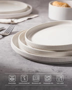 famiware Star Dinner Plates for 6, 10 inches Plate Set, Scratch Resistant, Stoneware Dinnerware, Kitchen Modern Rustic Serving Dishes, Matte White