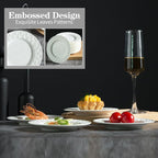 6 Inch Porcelain Appetizer Plate Set of 18, Small Dinner Plates, Dessert Salad Plates, White Leaves Shaped Serving Dishes for Cake, Snack, Ice Cream, Waffles, Microwave, Oven, and Dishwasher Safe