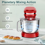 HOWORK Electric Stand Mixer,10+p Speeds With 6.5QT Stainless Steel Bowl,Dough Hook, Wire Whip & Beater,for Most Home Cooks,Bright Red