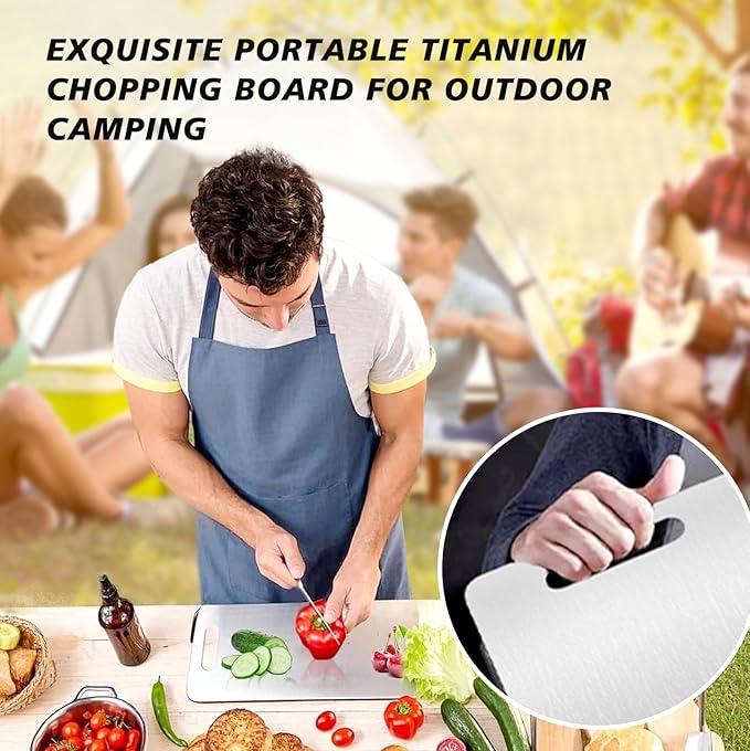 Titanium Cutting Boards for Kitchen 304 Stainless Steel Cutting Board，Metal Chopping Boards Perfect for Various Cooking Tasks Double-Sided Use（15x11in）