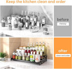 Premium Spice Rack Organizer for Countertops - tiered spice rack organizer for cabinet,spice jars, oil bottles and utensils 2 Pakcs Black (modern rust-resistant design)