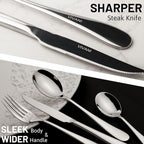 16 Piece Heavy Duty Silverware Set with Steak Knives for 4, Stainless Steel Cutlery Set, Modern Flatware Set, Utensils Set for Home, Dorms, Resturant, Cafes, Mirror Polished and Dishwasher Safe