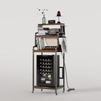4-Tier Mini Fridge Stand with Storage,Mini Fridge Cabinet with Power Outlet,Pegboard,Bakers Rack with Storage Shelf,Microwave Oven Stand,Mini Fridge Shelf for Dorm(Vintage Brown)