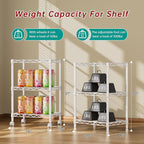 3 Tier Adjustable Storage Shelves Heavy Duty Metal Utility Shelf Wire Shelving Unit Organizer Rack for Home Kitchen Office Bathroom Pantry Room 12" D x 18" W x 30" H