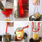 Canning Supplies Set - Canning Jar Lifter Long Handle Tongs Jar Wrench Magnetic Lid Lifter Bubble Popper Wide Mouth Funnel Kitchen Canning Kit Tool Set for Beginners(6 Pcs Red)