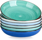 vancasso Bonita Pasta Bowls Set of 6, 50oz Large Salad Bowls for Kitchen, Stoneware Serving Bowls Dishwasher & Microwave Safe, Blue Bowl Set